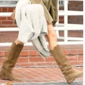 Frye Womens Size 8.5 Bari Boots- Tall Slouchy Tan Suede Leather